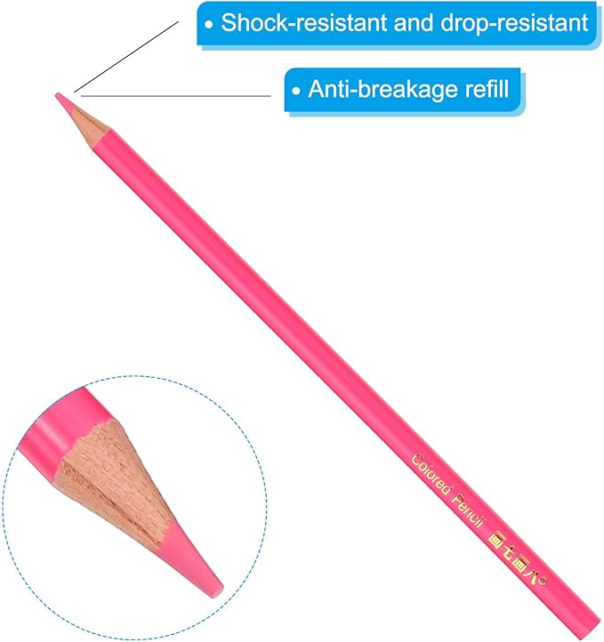 PATIKIL Pink Colored Pencils Set,6 Pcs Oil Color Pencils Wooden Coloring Drawing Pencil for Artists Art Painting