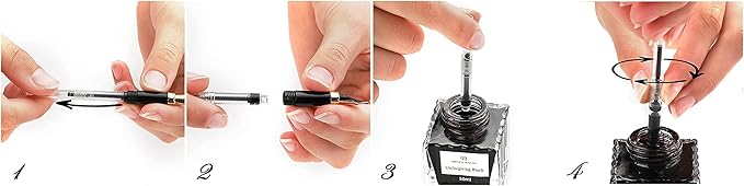 Dryden Designs Fountain Pen. Medium Nib Premium Box | 6 Ink Cartridges Included (Mysterious Blue)