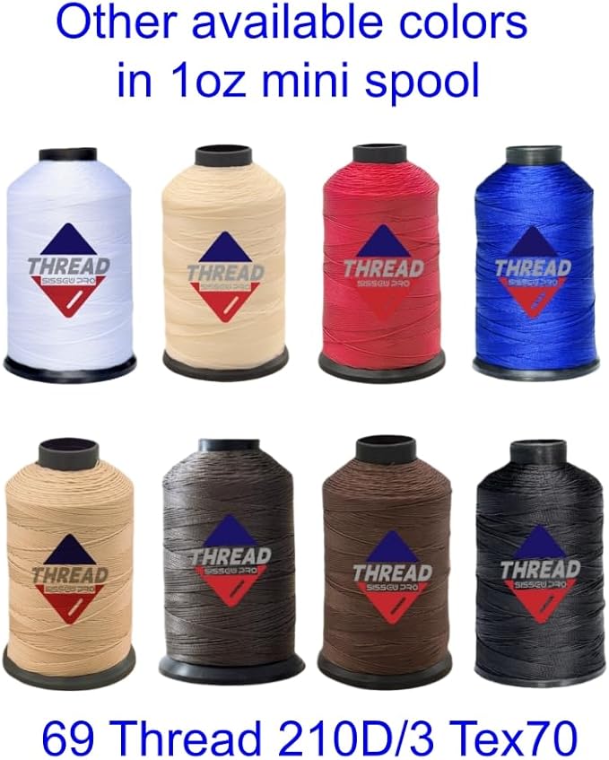 Sissewpro 2 Pack Bonded Nylon Thread 69 Upholstery Thread Heavy Duty for Leather Sewing Machine Extra Strong Black Threads for Hand Repair, Crafts, Beading, Denim, Canvas 4oz 1500yds Each（ BK,WH）