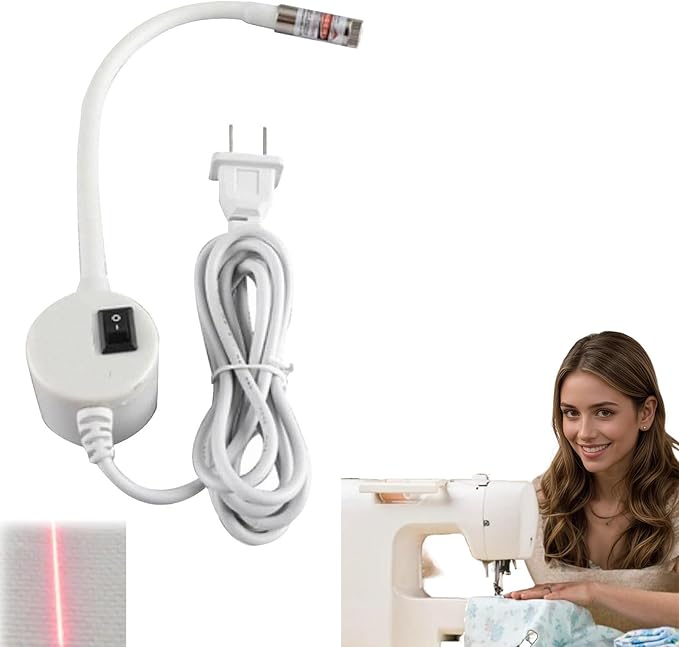 Magnetic Positioning Quilting Light for Sewing Machine, Sewing Light Guide for Straight Stitching, Red Line Positioning Lights, Rotating Guided Stitching Accessory for Precise (1PC-STRAIGHT LINE)
