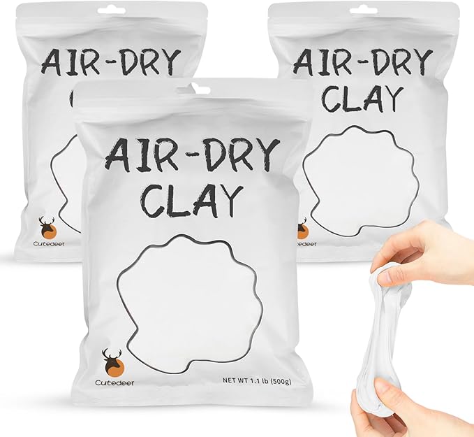 Cutedeer White Air Dry Clay, 3.3lb Foam Modeling Clay, Soft Squishy Molding for Kids Adults, Arts & Crafts Project Slime Supplies(3.3lb - 3 Pack, White)