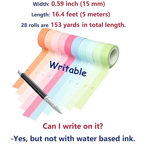 YUKUNTANG 28 Rolls Washi Masking Tape Set, 15mm 153 Yards Colorful Rainbow Pastel Decorative Colored Writable Washi Craft Tape Set for DIY Crafts Scrapbook Designs
