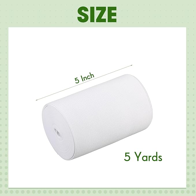 EBOOT 1 Pcs Elastic Spool (5 Inch X 5 Yard,White)