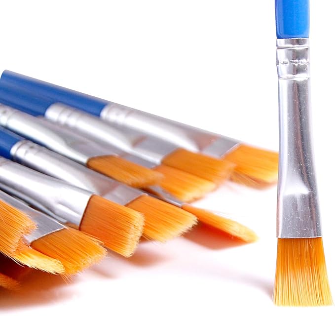 DECYOOL 100 Pcs Flat Paint Brushes,Small Brush Bulk for Detail Painting,Nylon Hair Brushes Acrylic Oil Watercolor Fine Art Painting for Kids,Children,Students,Starter,Teens, Adults, Artist