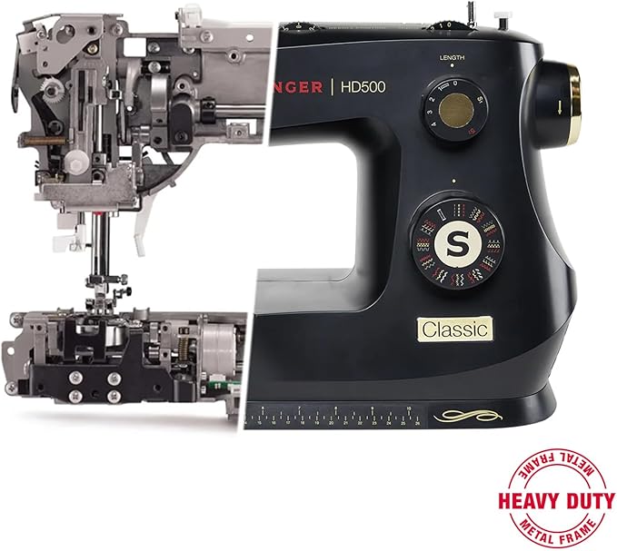 SINGER Special Edition Super Bundle | Vintage-Inspired Heavy Duty 500 Classic Sewing Machine Plus Carrying Case | Strong Motor, 23 Stitches, Metal Frame, LED, Needle Threader, Buttonhole, Accessories