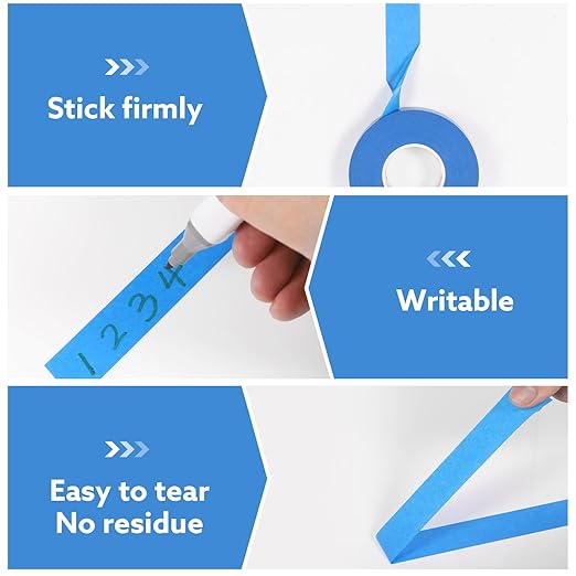 Blue Painters Tape 1 Inch Wide, 10 Pack Blue Painters Masking Tape Bulk for Wall Painting Edges Trimming, 1 Inch X 55 Yards X 10 Rolls(550Yards Tatol)