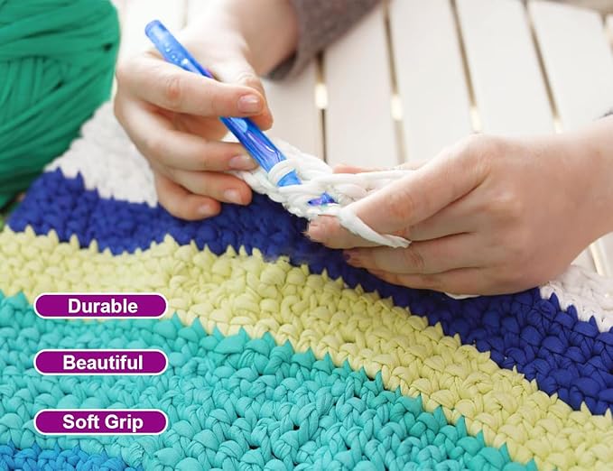 Weabetfu 20mm Large Crochet Hook,Huge Crochet Hooks for Chunky Yarn,Ergonomic Knitting Giant Crochet Needles,Big Crochet Hooks for Knitting Yarn Carpet Scarf Wool Roving, Green