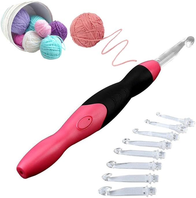 Paddsun Lighted Crochet Hook Set, 9 in 1 Rechargeable Ergonomic Crochet Hook Set with Zip Case Light Up Knitting Needles Kit Weave Sewing Tool Accessories
