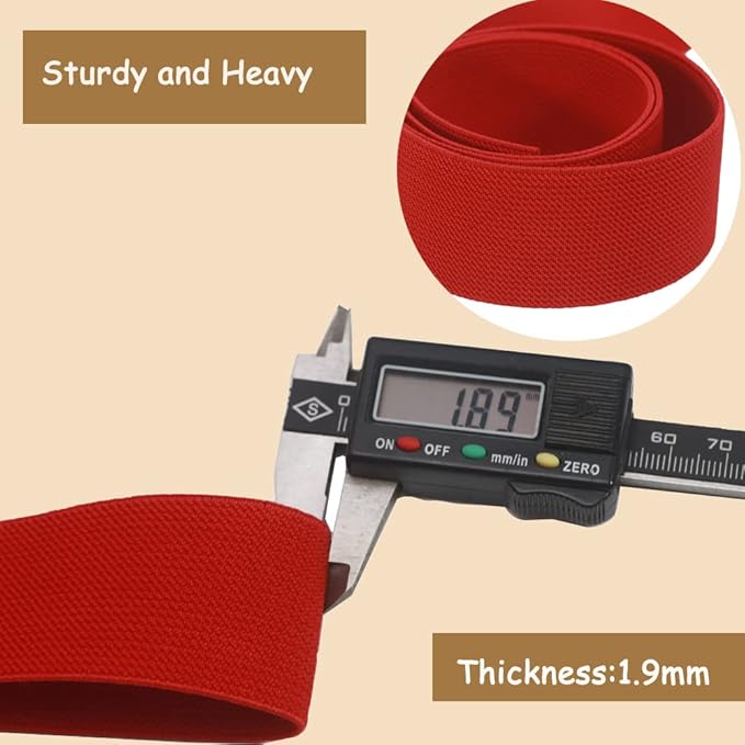 Red Wide Elastic Band for Sewing 1.5 inch 10 Yards Double-side Twill Woven Elasitc Stretch Straps Heavy Knit Elastic Waistband for Pants Wigs DIY Crafts & Projects