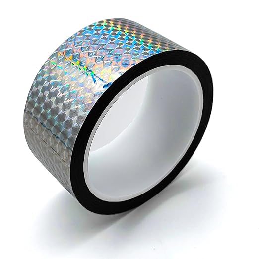Reflective Crafting Tape, Graphic Glitter Holographic Prism Tape, for Craft Project, DIY Art, Holiday Packing, Wrapping, Keep Birds Away, 1.8 Inches by 55 Yards (Holographic-FG)