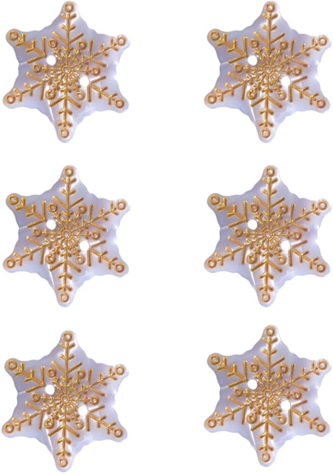 White Snowflake Shaped Buttons for Crafts,Acetate Button for Clothes,Cute Buttons for Sewing,Button Bulk,Pack of 6