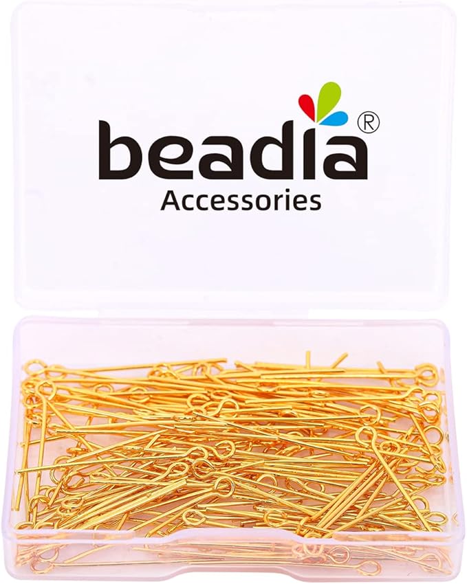 18K Gold Plated Open Eye Pins Non Tarnish 30mm 150pcs for Jewelry Making Findings