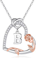 Iefil Christmas Gifts for Women Her - 925 Sterling Silver Heart Initial Necklaces, Anniversary Birthday Gifts, Women Jewelry Gift for Wife Girlfriend Mom Daughter Her