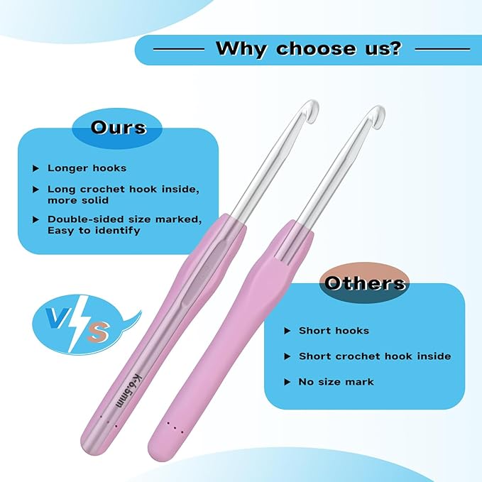 Mayboos 14 Sizes Crochet Hook Set, Large Crochet Hooks Yarn Needle Kits Knitting Needles with Ergonomic Handles for Beginners