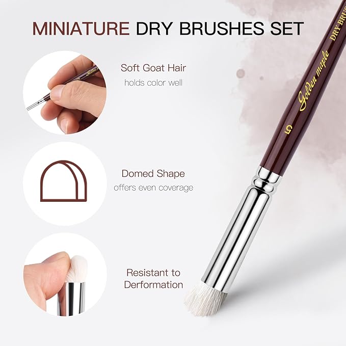 Kolinsky Sable Miniature Brushes Drybrushes for Miniature Set 7 pcs Paint Brushes for Miniature Oil Acrylics Model Paint Brushes #3, 5, 6