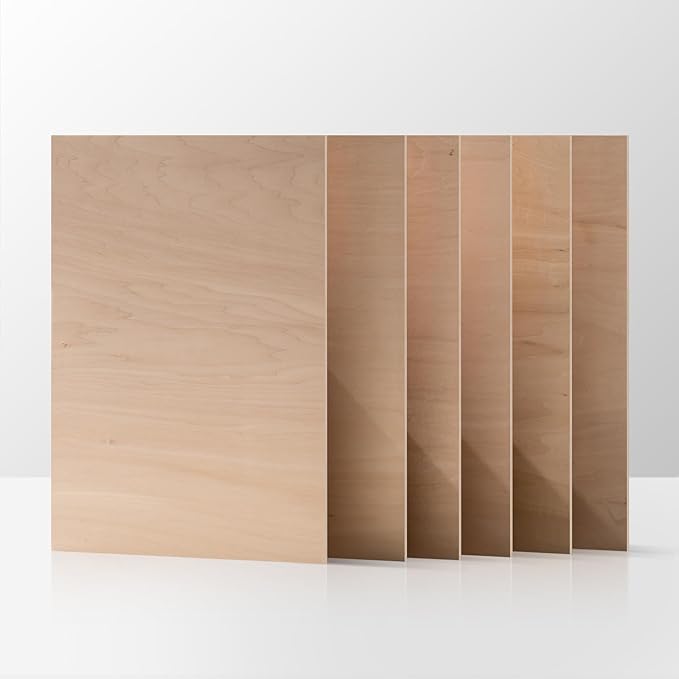 ROBOTIME 6-Pack Basswood Sheets 1/8" - 12 x 16 x 1/8 Inch - 3mm Plywood Sheets for Laser Cutting, Engraving & Wood Burning (Pyrography) - Thin Unfinished Wood Boards for Craft