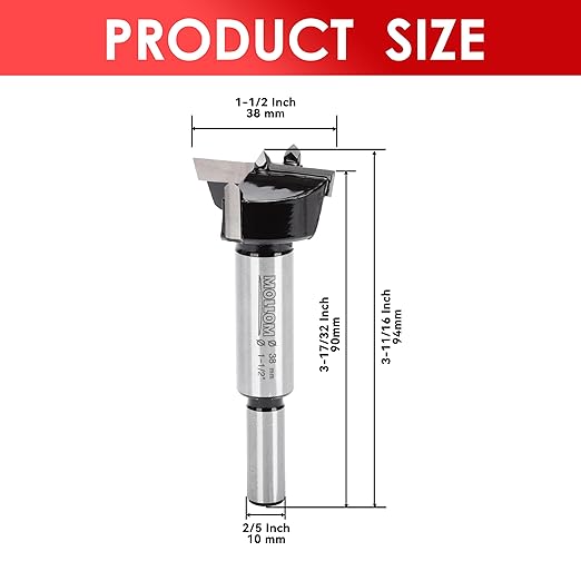 Mollom 1-1/2" (38mm) Forstner Drill Bit for Precise Woodworking with Durable YG8 Carbide Thickness of 2.0mm,This Hinge Cutter Tool is Ideal for Hard Wood, Plastic, Plywood