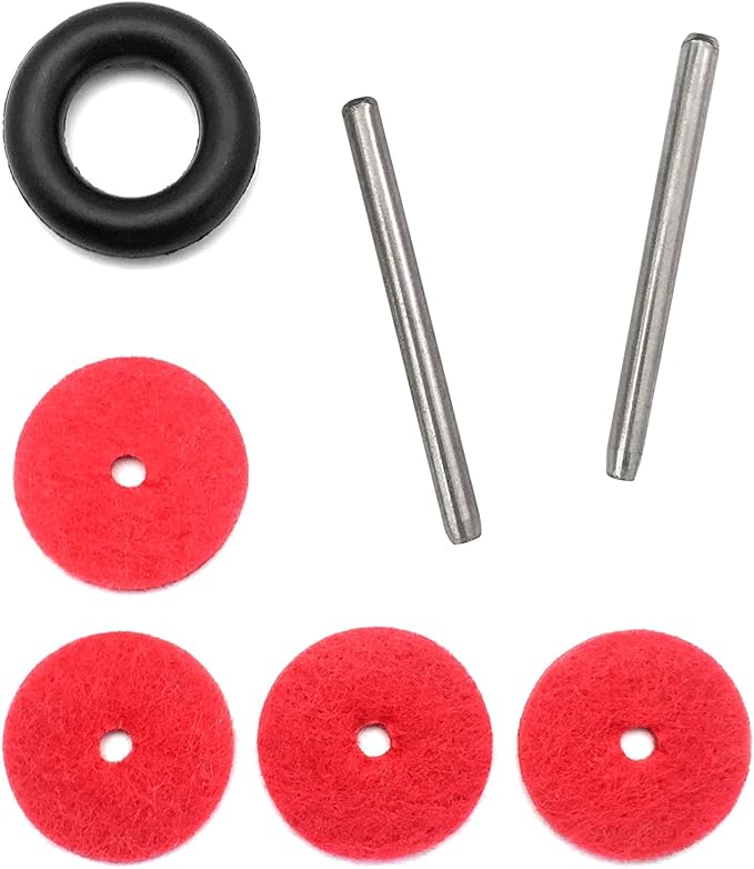 YEQIN 2 Pcs Metal Vintage Domestic Sewing Machine Spool Pins + 1 Pcs Bobbin Winder Tire + 4 Pcs Red Spool Pin Felt Pad for Singer Sewing Machine