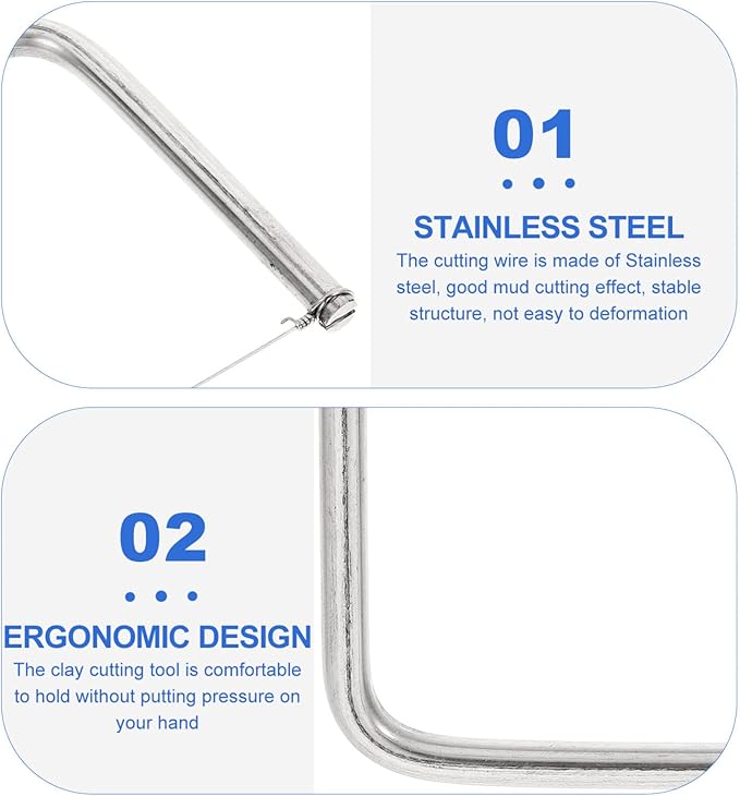 SEWACC Angle Cutting Clay Tool Stainless Steel Wire Bevel Cutter Trimming Pottery Clay Sculpting Tool DIY Ceramic Clay Modeling Tool for Pottery Ceramics and Sculpting A