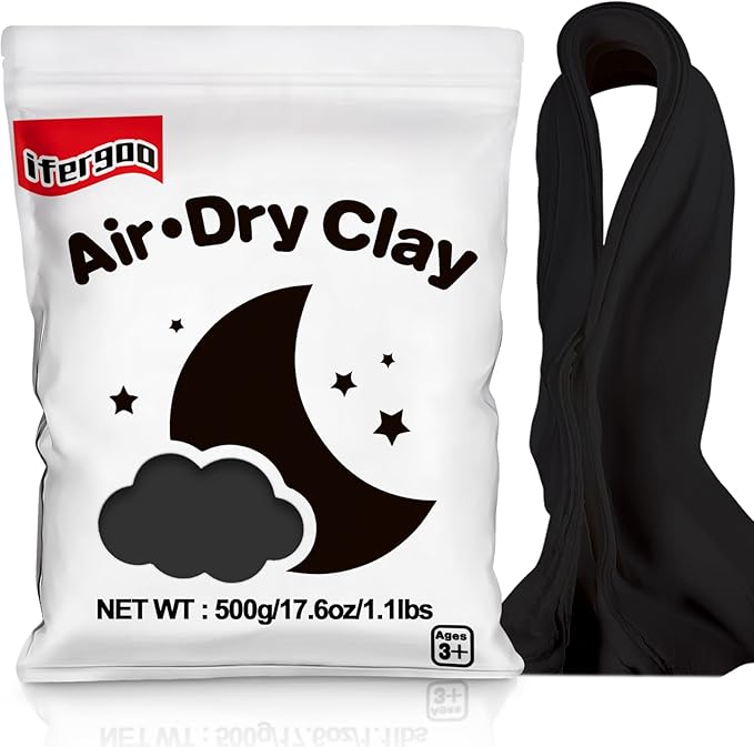 Ifergoo Black Foam Modeling Clay- Moldable Cosplay, Air Dry, Squishy Molding Clay for Adult Arts & Craft Project, Fake Bake, Slime Supplies, 1.1LBS/500G