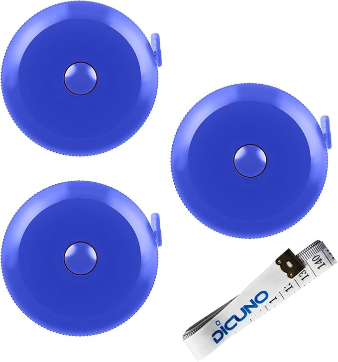 DiCUNO 60-Inch 1.5 Meter Soft and Retractable Tape Body Tailor Sewing Craft Cloth Dieting Measuring Tape (3 Pcs of Blue with Soft tape)