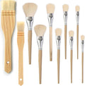 10 PCS Assorted Size Paint Brush Gilding Brush Gold Leaf Goat Hair Duster Flat Hake Brush Sweep Mops for Watercolor, Wash, Ceramic Pottery Painting, Metallic Foil Flakes Art Crafts Supplies