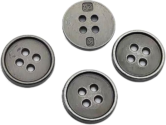 30PC Sewing Metal Buttons 4 Hole Antique Silver Round Vintage Crafts Buttons 15mm