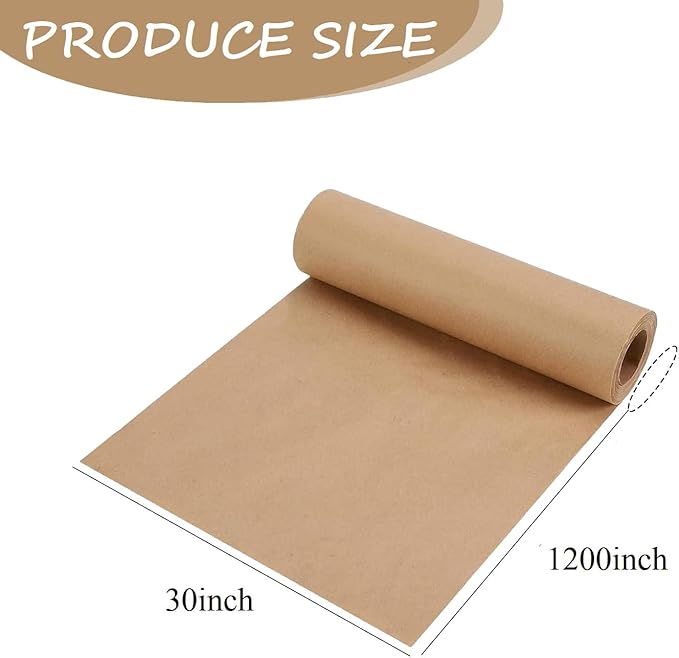 Brown Wrapping Paper Roll 30"x 1200" Craft Packing Paper for Moving Shipping, Gift Wrapping Paper, Bulletin Board Paper, Kraft Paper for Table Covering Poster Christmas