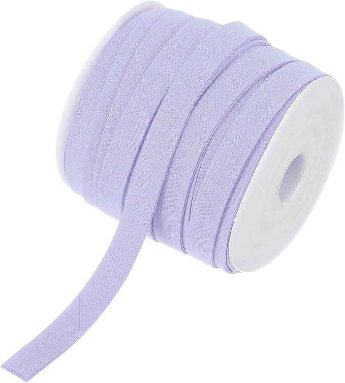 MECCANIXITY 2/5 Inch Double Fold Bias Tape Continuous Bulk Bias Tape for Sewing, Seaming Quilting Hemming Binding Crafts (Light Purple 25 Yards)