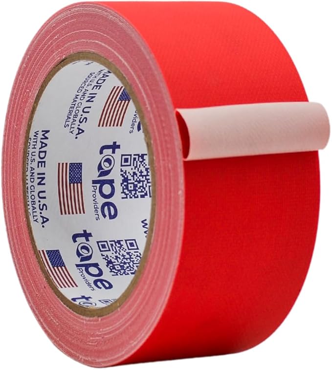 WOD GTC12 Gaffer Tape, Red Low Gloss Finish Film, 2 inch x 60 ft. Residue Free, Non Reflective Cloth Fabric, Secure Cords, Water Resistant, Photography, Filming Backdrop, Production
