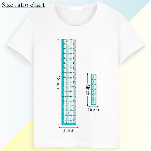 Acrylic Ruler 7 Piece Set, Quilting Rulers, Non Slip Rings 50 Pieces, Size (6"x24"), (2"x24"), (3"x18"), (3"x8"), (1.5"x12"), (1"x12"), (1"x6")