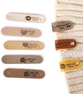 Callie Personalized Leather Tags for Crochet Items, 2.5 x 0.5 inches Custom Labels for Crochet and Knits Projects with Rivets, Suitable for Hats Beanies Scarves & More