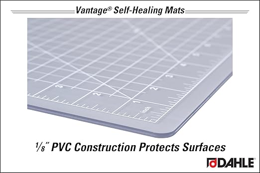 Dahle Vantage 10682 See-Through Premium Self-Healing Cutting Mat, 18"x24", 1/2" Grid, 5 Layers for Max Healing, Perfect for Crafts & Sewing, Clear