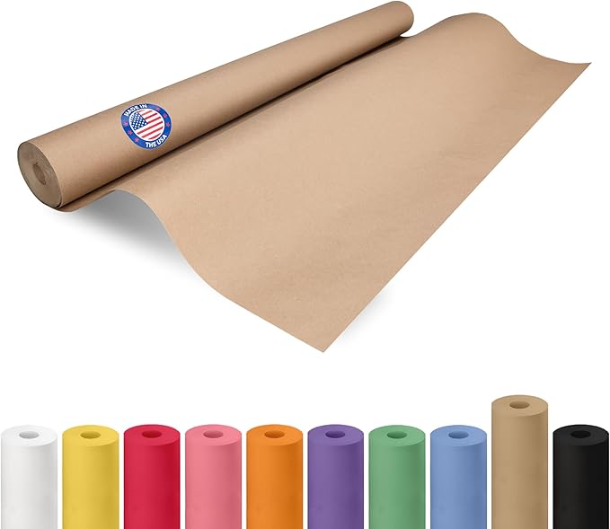 IDL Packaging Brown Paper Roll 36" x 1200" (100 feet) - USA-Made Thick Kraft Paper Roll 50lb Thickness for Packing, Moving, Shipping & Crafts/Arts - 100% Recycled Natural Craft Wrapping Material