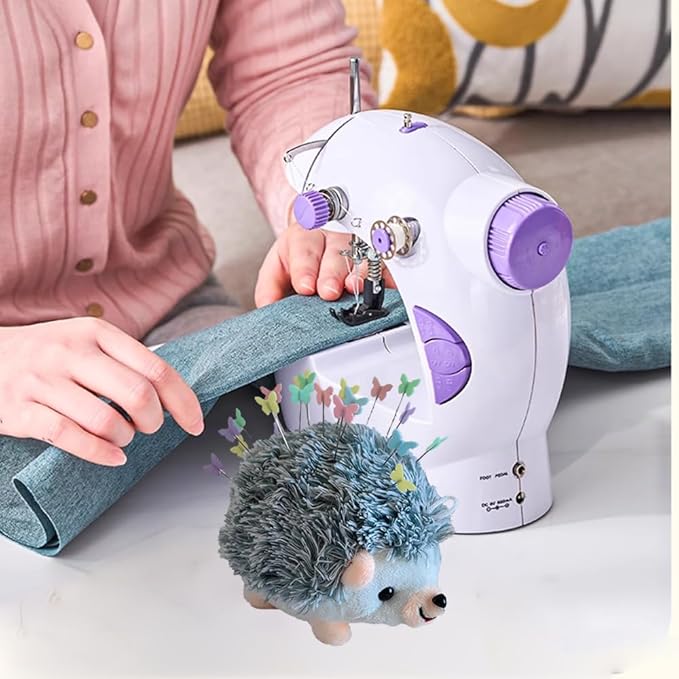 Hedgehog Pin Cushion Sewing Kit with 100 Colored Pins,Pin Cushions Sewing Accessories and Supplies Flat Head Straight Pins Needle Cushions Holder