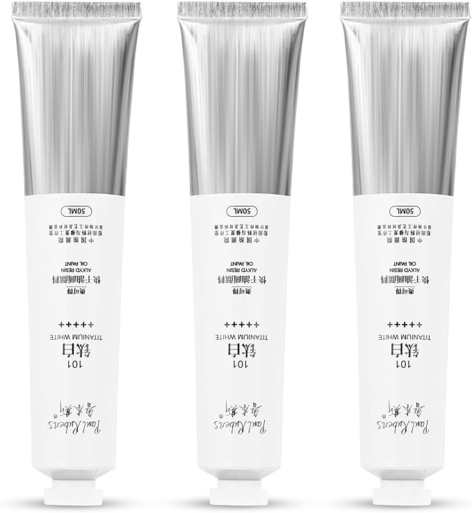 Paul Rubens Titanium White Oil Paint, 3 * 50ml Oil Colors with High Saturation, Large Capacity Tubes, Faster Drying Time with Creamy Texture and Consistency for Artists, Students, Beginners