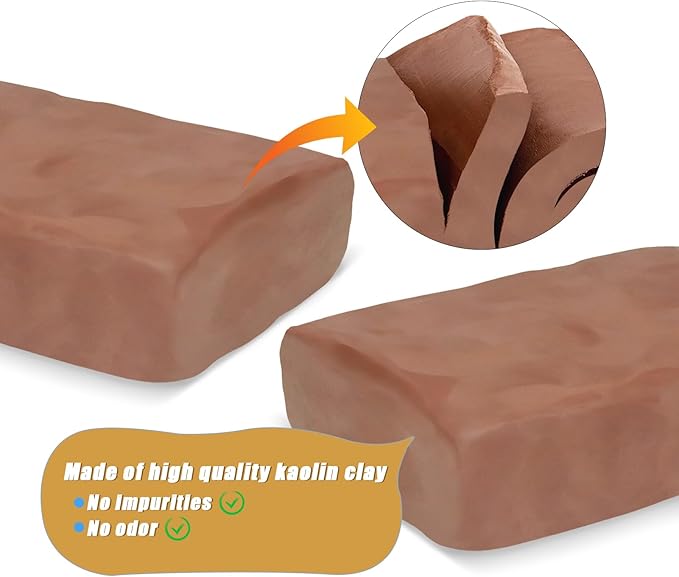 ZEHIQ Premium Air Dry Clay-2.2 lbs Natural Pottery Clay for Wheel Throwing, Hand Building, Sculpting Molding | No Baking Required, Self-Hardening | Beginner & Professional Artist Supplies(Terracotta)