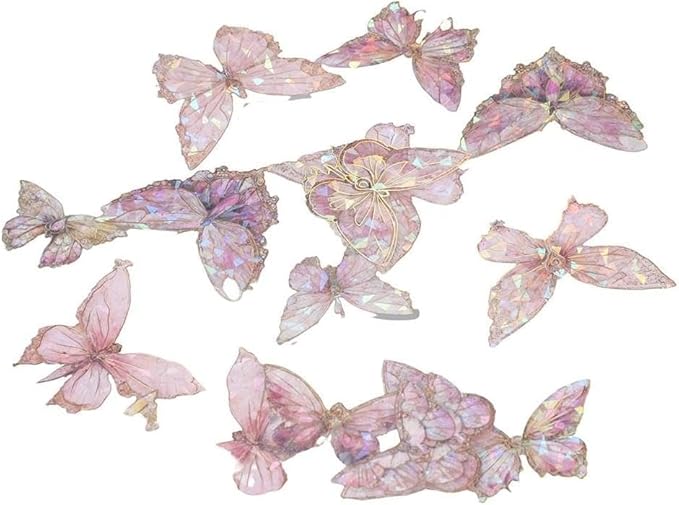 20Pcs/Bag Butterfly Stickers Set, Holographic Ice Crystals Resin Waterproof Stickers for Album Scrapbooking