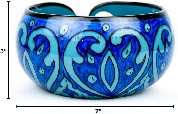Nagina International Ceramic Yarn Bowl (Deep Water Blue) - 7 x 7 x 3 Inches