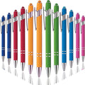 Ballpoint Pen with Stylus Tip, Soft Touch Click Metal Pen, 1.0mm Medium Point, Black Ink, 12 Count(6 Colors)