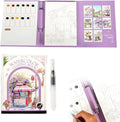 Creative Stress Relief Kit, 3-Fold Watercolor Painting Pad with Coloring Pages, Relaxation Art Set for Beginners and Hobby Artists, Portable Aquarelle Painting Book (E Set)