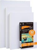CONDA Canvas Panels Multi-Pack 32, 8 of Each Assorted Sizes 5 x 7, 8 x 10, 9 x 12, 11 x 14 inch Professional Quality Artist Cotton Canvas Board Assortment Pack