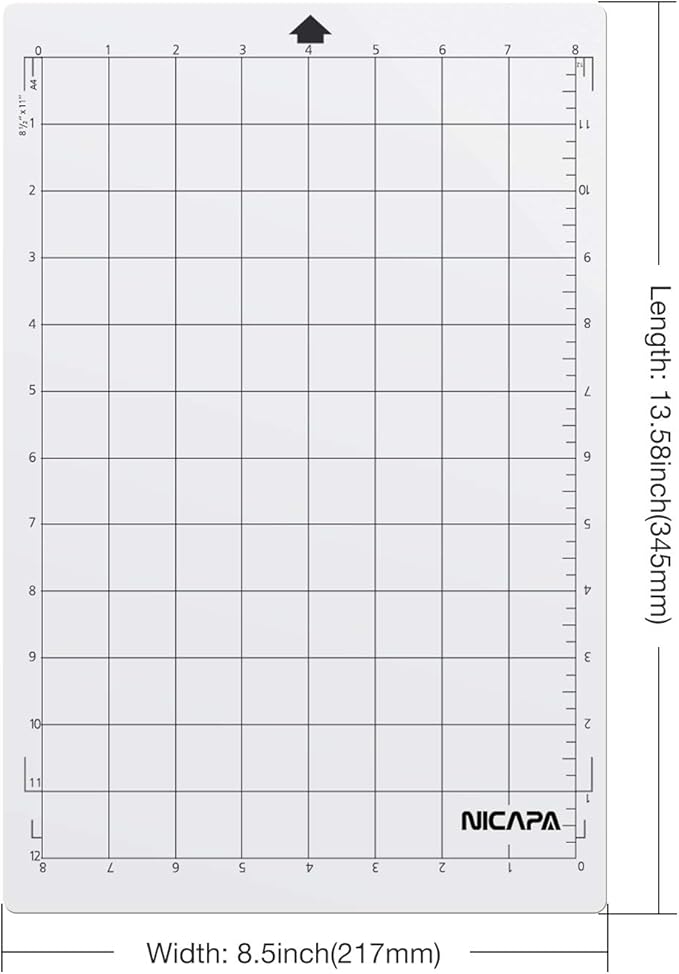Nicapa StandardGrip Cutting Mat for Silhouette Portrait(8x12 inch 3 Mats) Standard Adhesive Sticky Quilting Cut Mats Replacement Accessories for Silhouette Portrait