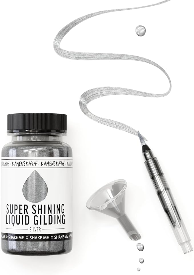Liquid Silver Leaf Paint - Alcohol Based Fast Drying Silver Liquid Leaf, 3.38 fl oz (100 ml)