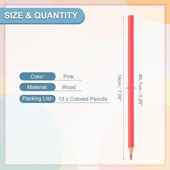 PATIKIL Pink Colored Pencils Set, 12Pcs Oil Color Pencils Wooden Coloring Drawing Pencil for Artists Art Painting