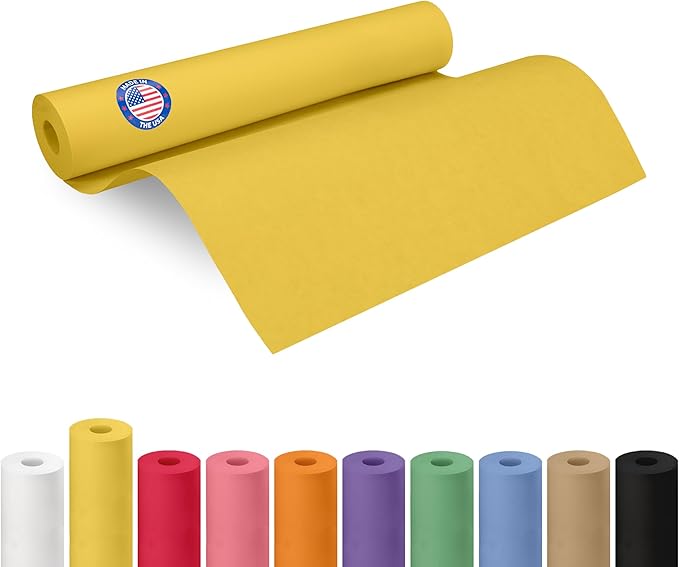 18" x 1200" (100 feet) Yellow Kraft Paper Roll - USA-Made Quality Craft Paper for Gift Wrapping, Kids' Arts & Crafts, School Projects - 100% Recycled Natural Material 50lb Thickness by IDL Packaging