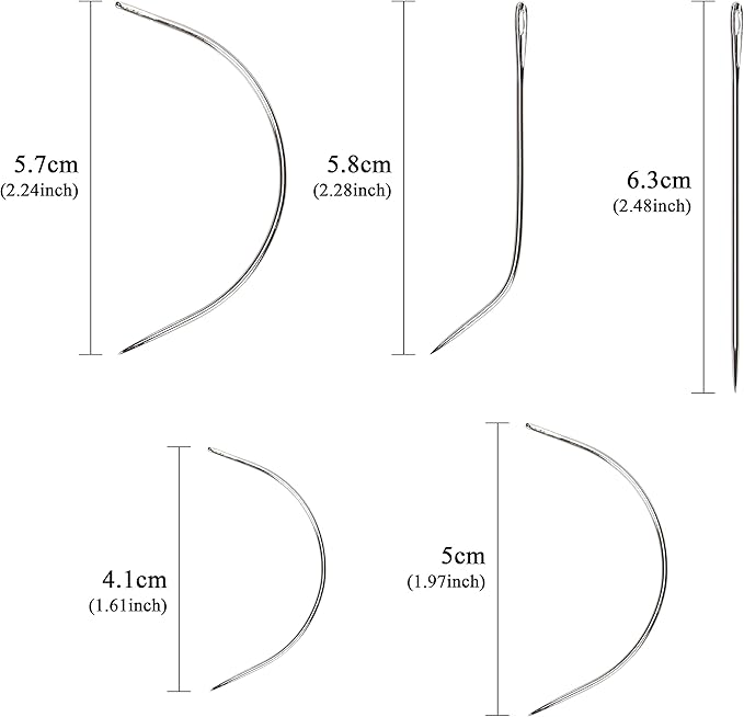 Lusecarl Needle and Thread for Hair Extensions 3 Rolls Hair Weave Sewing Threads with 10 Pcs C J I Shape Curved Upholstery Needles for Hand Sewing, Hair Extensions, Making Wigs DIY (10+3, Black)