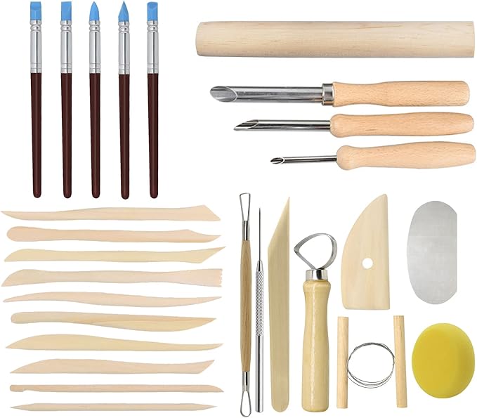 Pottery Tools, 44PCS Ceramic Clay Sculpting Tools Set with Plastic Case, for Beginners Expert Crafts Polymer Clay Club, Dotting, Modeling, Shaping Hobbyists, Artists, by Augernis