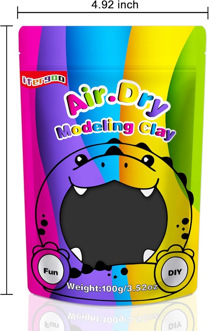 iFergoo Black Air Dry Clay, DIY Creative Modeling Clay for Kids, Super Light Magic Clay for Kids Age 3-12, Safe & Non-Toxic, Molding Clay for Sculpting, Great Gift for Boys & Girls