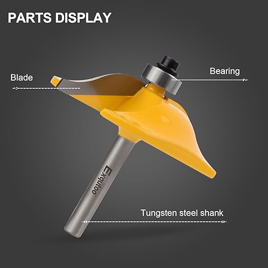 Exqutoo 1PCS 1/4" Shank 2-1/2" Diameter Raised Panel Cabinet Door Making Router Bit Woodworking Tools Door & Window Router Bit